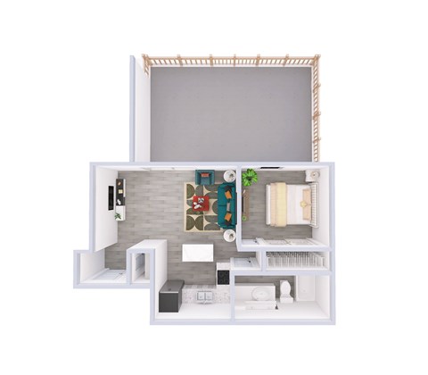 Floor plan for 1 bed, 1 bath, 560 sqft